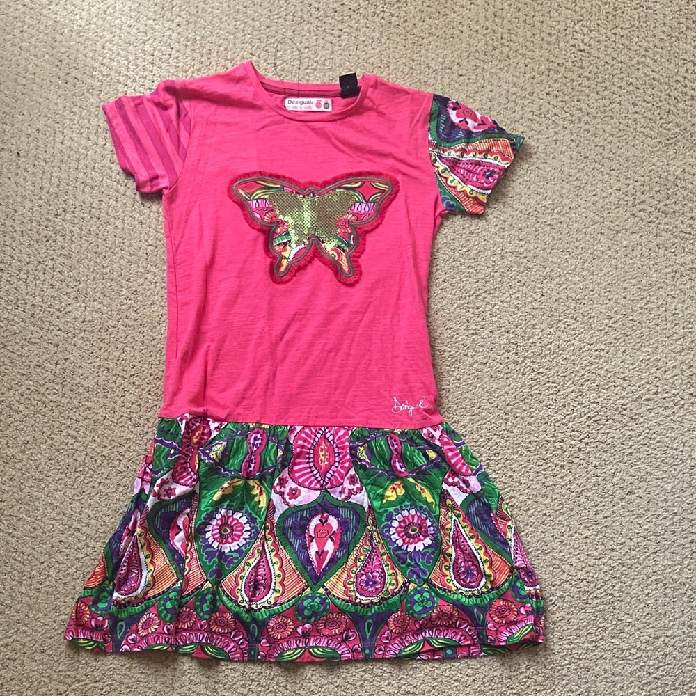 Desigual Pink and Multicolor Kids Dress